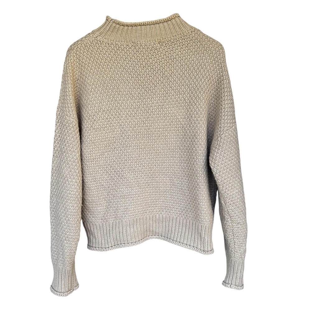 Women's Pullover Sweater Funnel Rolled Neck Preppy Chunky Fisherman Size M - Picture 2 of 7